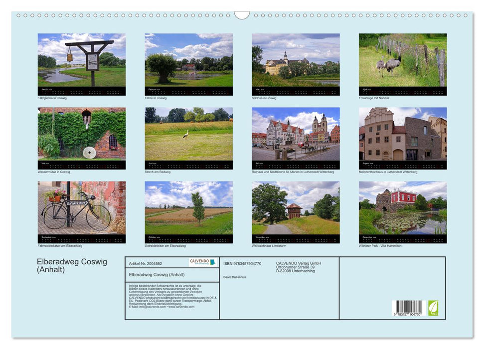 Elberadweg Coswig (Anhalt) (CALVENDO Wandkalender 2026)