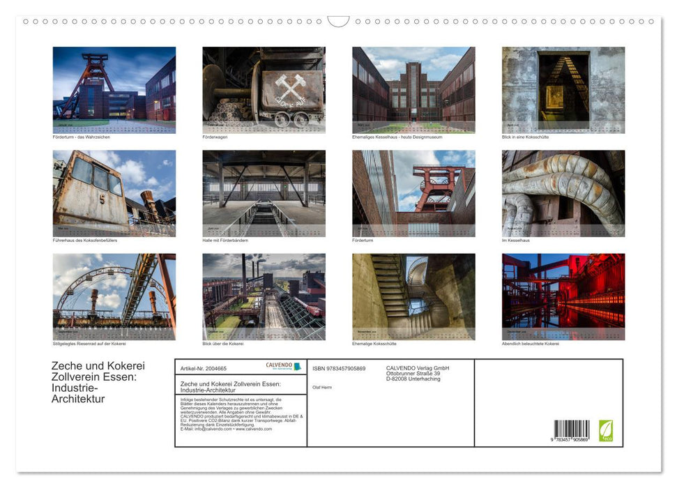 Zeche und Kokerei Zollverein Essen: Industrie-Architektur (CALVENDO Wandkalender 2026)