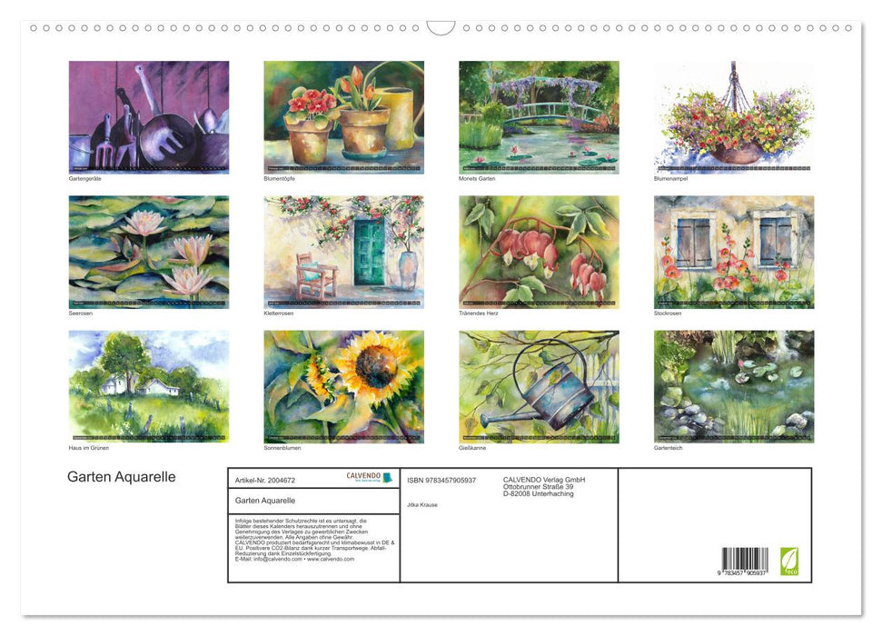 Garten Aquarelle (CALVENDO Wandkalender 2026)