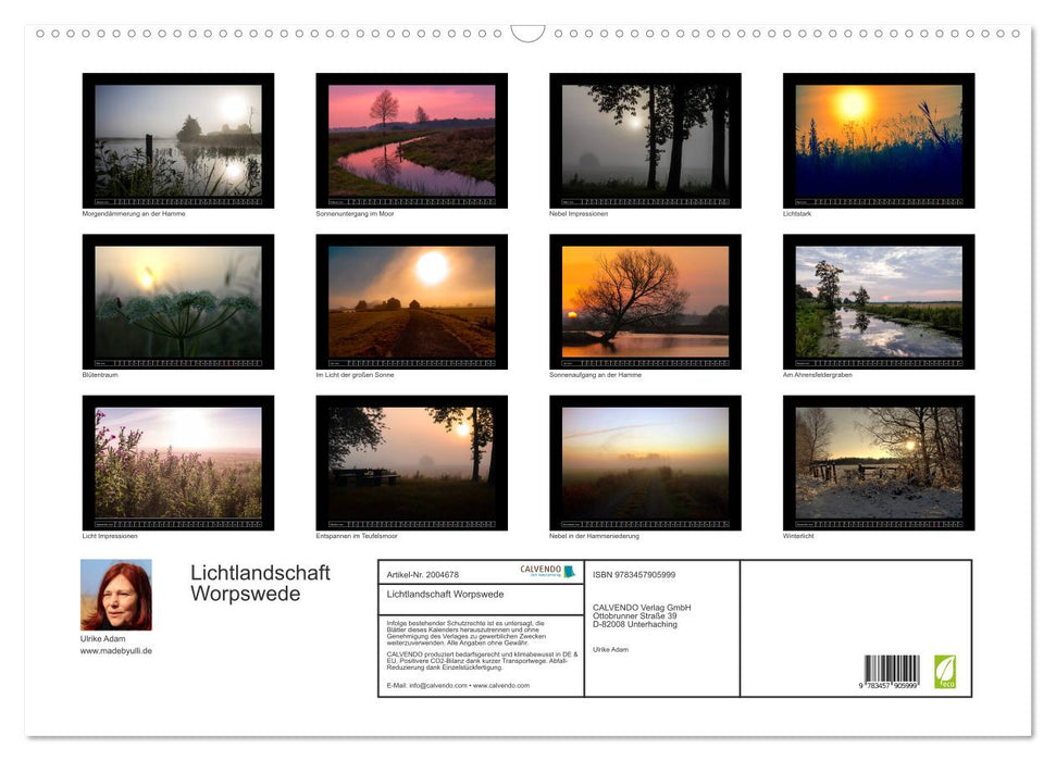 Lichtlandschaft Worpswede (CALVENDO Wandkalender 2026)