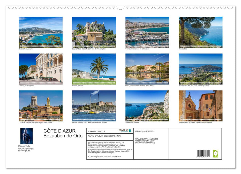 CÔTE D’AZUR Bezaubernde Orte (CALVENDO Wandkalender 2026)