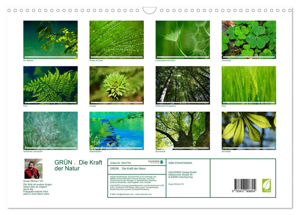 GRÜN . Die Kraft der Natur (CALVENDO Wandkalender 2026)