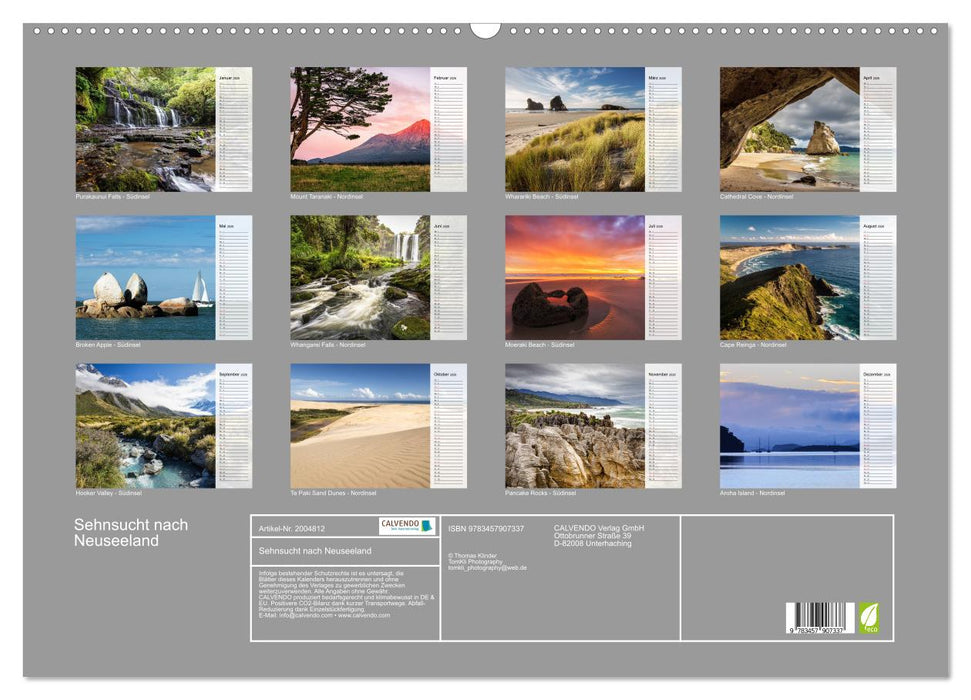 Sehnsucht nach Neuseeland (CALVENDO Wandkalender 2026)