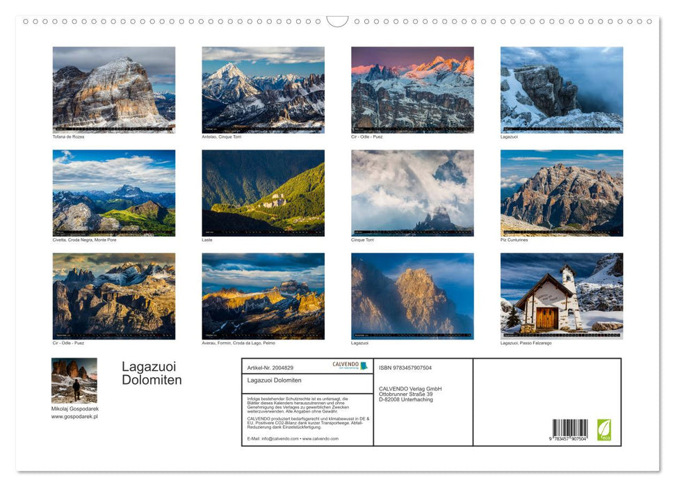 Lagazuoi Dolomiten (CALVENDO Wandkalender 2026)