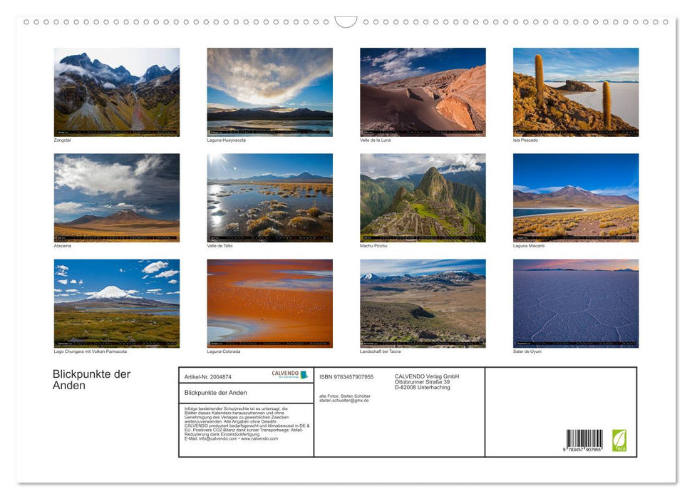 Blickpunkte der Anden (CALVENDO Wandkalender 2026)