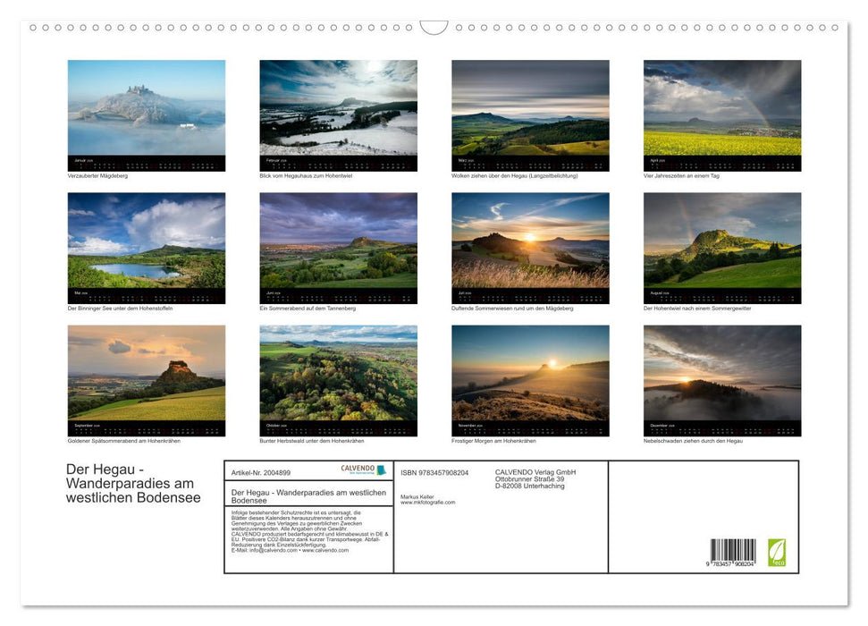 Der Hegau - Wanderparadies am westlichen Bodensee (CALVENDO Wandkalender 2026)