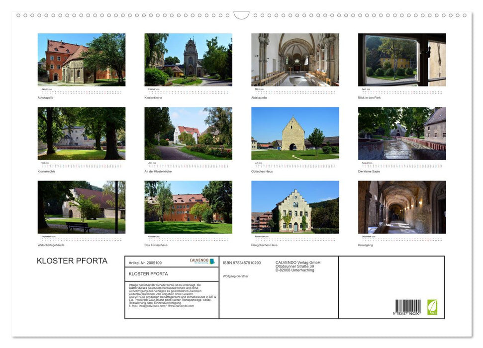 KLOSTER PFORTA (CALVENDO Wandkalender 2026)