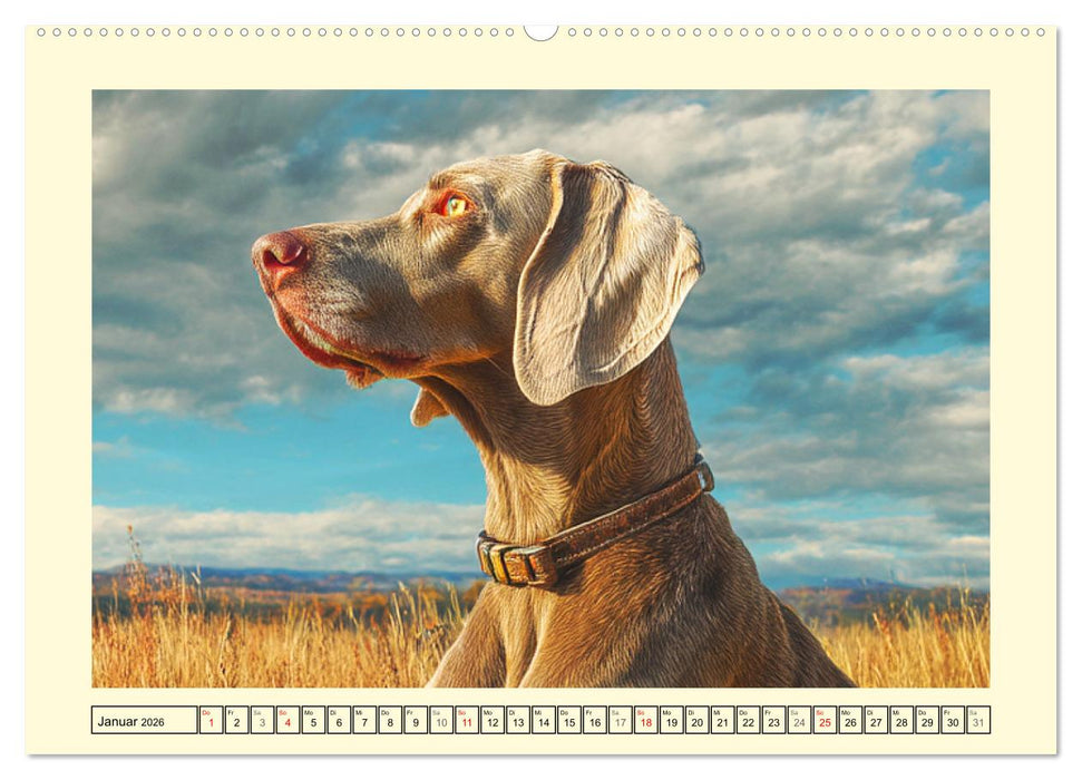 Edle Weimaraner. Loyale Silberseelen im Licht der Natur (CALVENDO Wandkalender 2026)