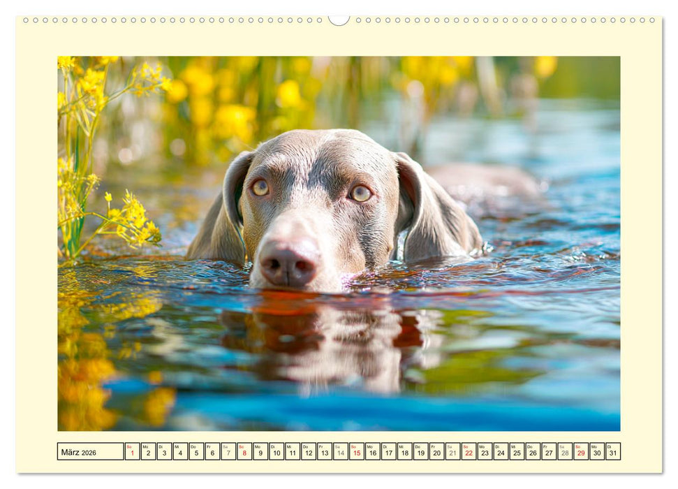 Edle Weimaraner. Loyale Silberseelen im Licht der Natur (CALVENDO Premium Wandkalender 2026)