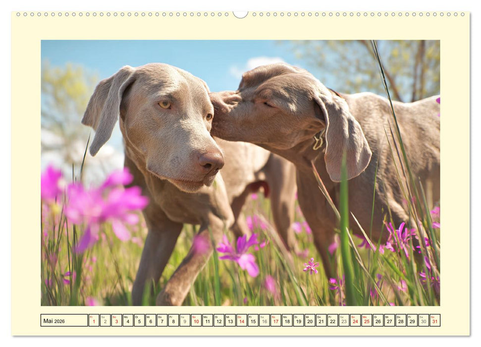 Edle Weimaraner. Loyale Silberseelen im Licht der Natur (CALVENDO Premium Wandkalender 2026)