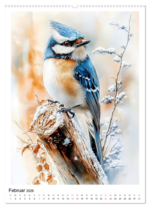 Vögel - gefiederte Freunde in unserem Garten (CALVENDO Premium Wandkalender 2026)