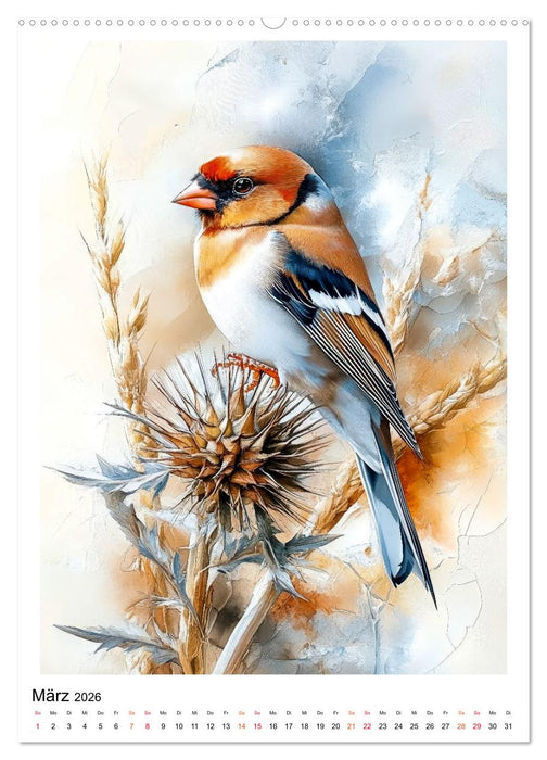 Vögel - gefiederte Freunde in unserem Garten (CALVENDO Premium Wandkalender 2026)