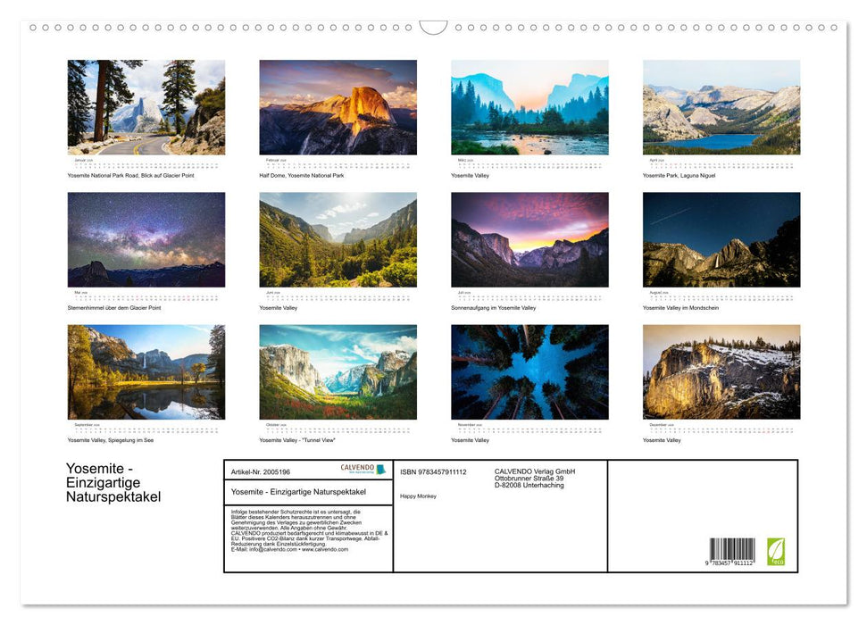 Yosemite - Einzigartige Naturspektakel (CALVENDO Wandkalender 2026)