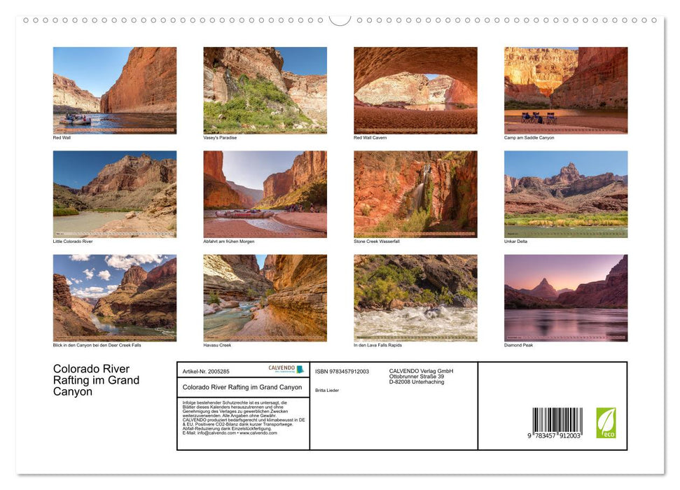 Colorado River Rafting im Grand Canyon (CALVENDO Wandkalender 2026)