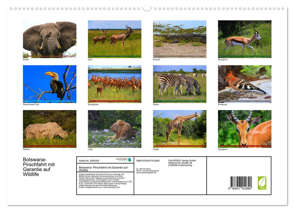 Botswana- Pirschfahrt mit Garantie auf Wildlife (CALVENDO Wandkalender 2026)