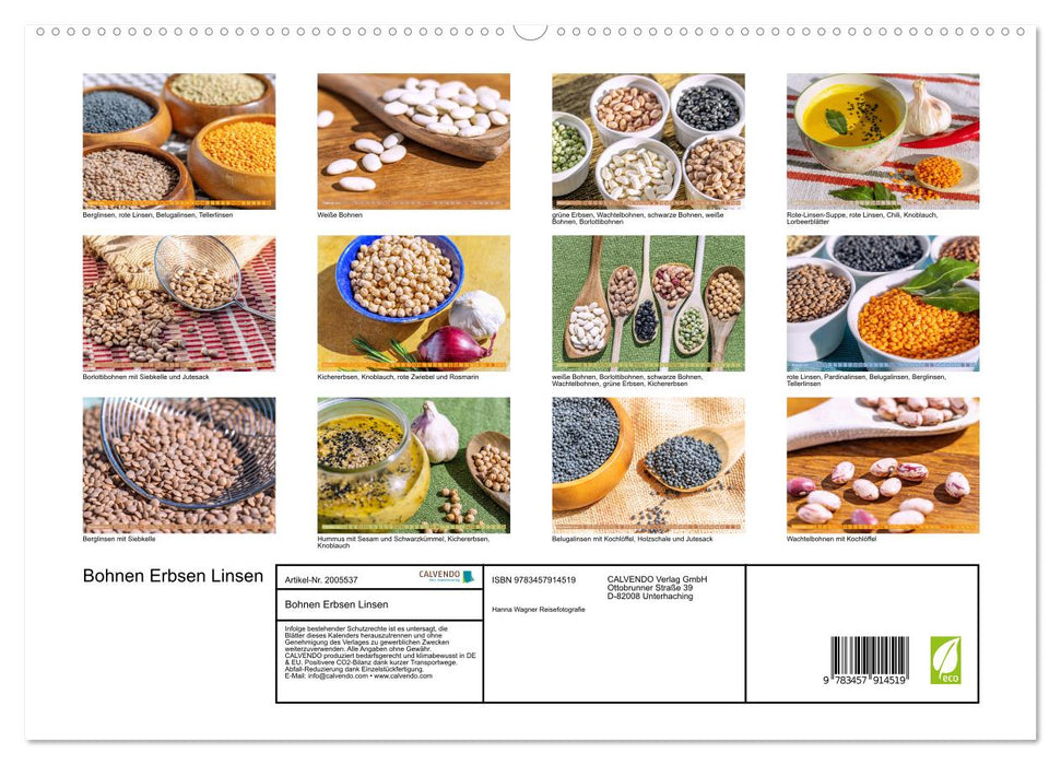 Bohnen Erbsen Linsen (CALVENDO Wandkalender 2026)