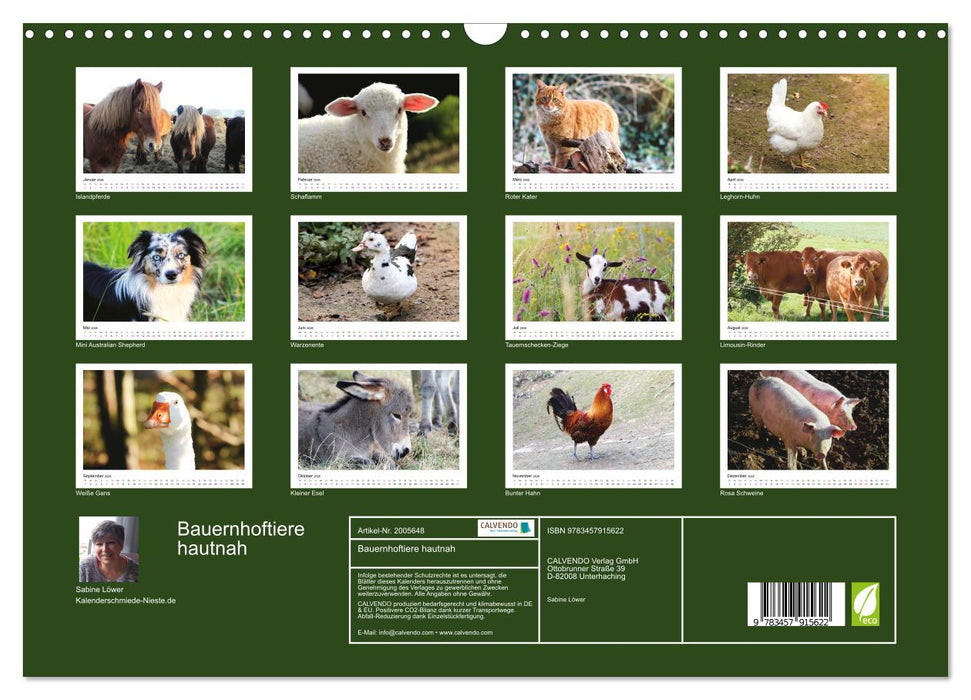 Bauernhoftiere hautnah (CALVENDO Wandkalender 2026)