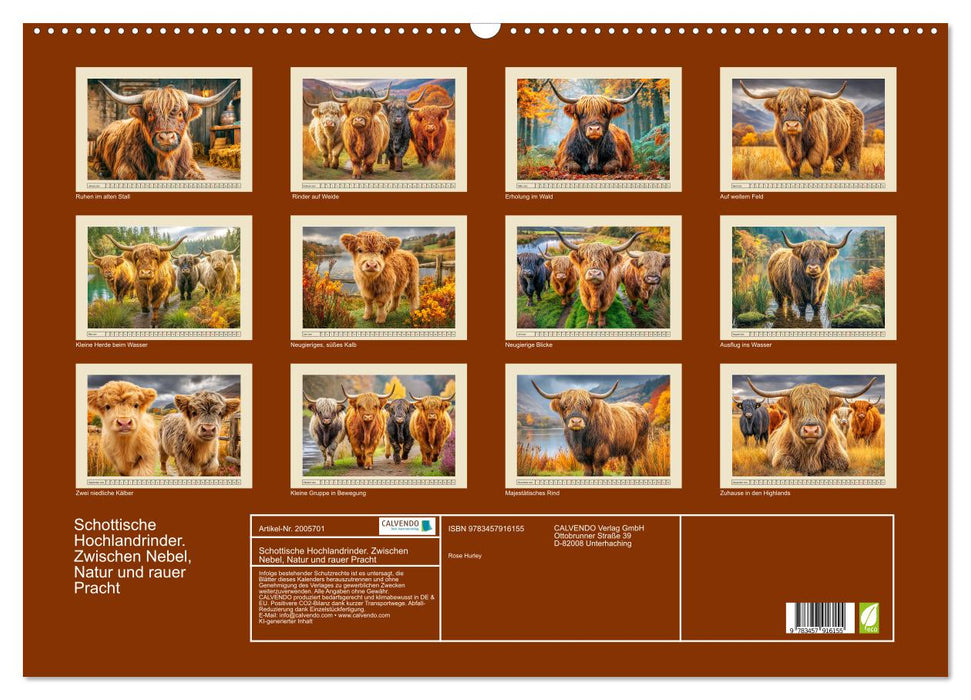 Schottische Hochlandrinder. Zwischen Nebel, Natur und rauer Pracht (CALVENDO Wandkalender 2026)