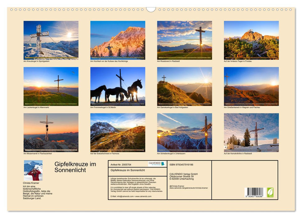 Gipfelkreuze im Sonnenlicht (CALVENDO Wandkalender 2026)