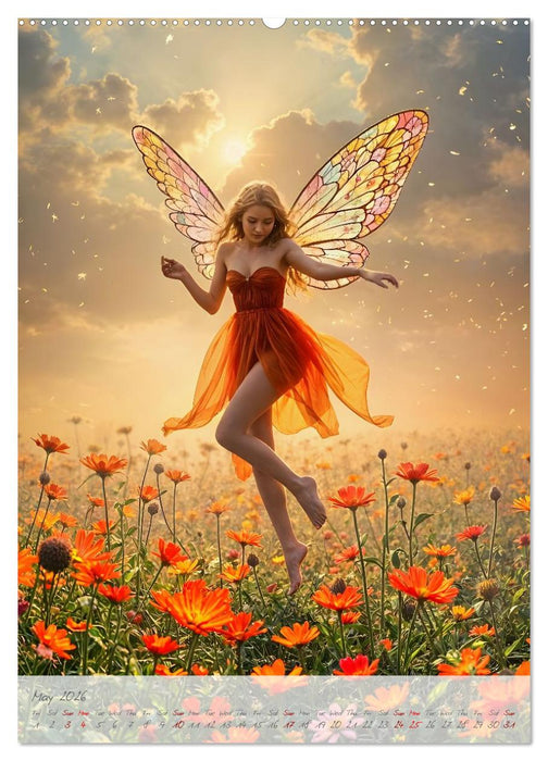 Heart of light, wings of colour - Emotion, colour and magic in the fairy kingdom (CALVENDO Monthly Calendar 2026)