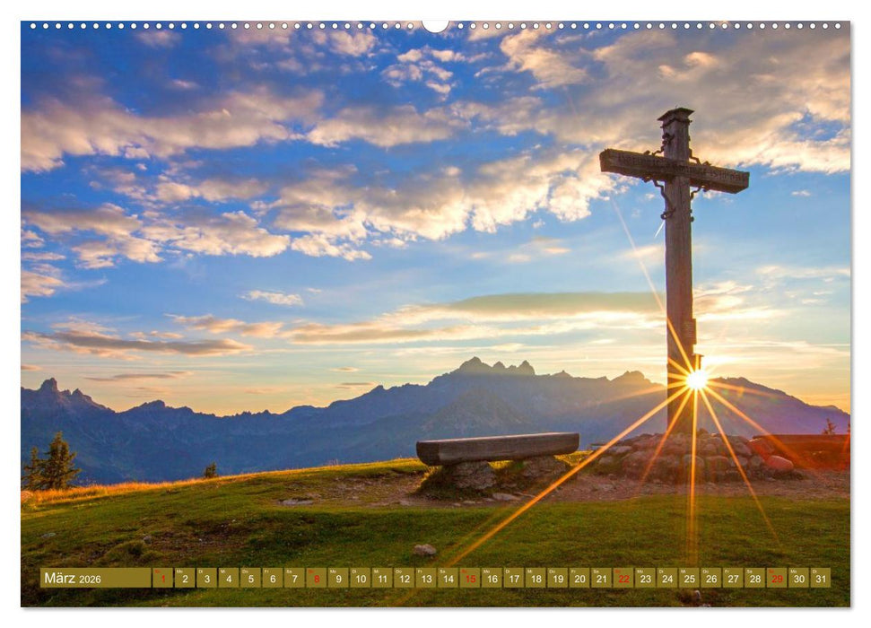 Gipfelkreuze im Sonnenlicht (CALVENDO Premium Wandkalender 2026)