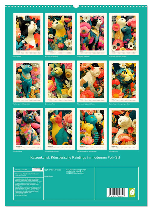 Katzenkunst. Künstlerische Paintings im modernen Folk-Stil (CALVENDO Premium Wandkalender 2026)