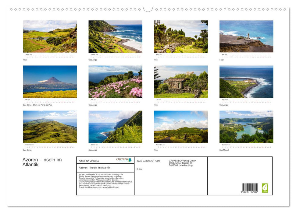 Azoren - Inseln im Atlantik (CALVENDO Wandkalender 2026)