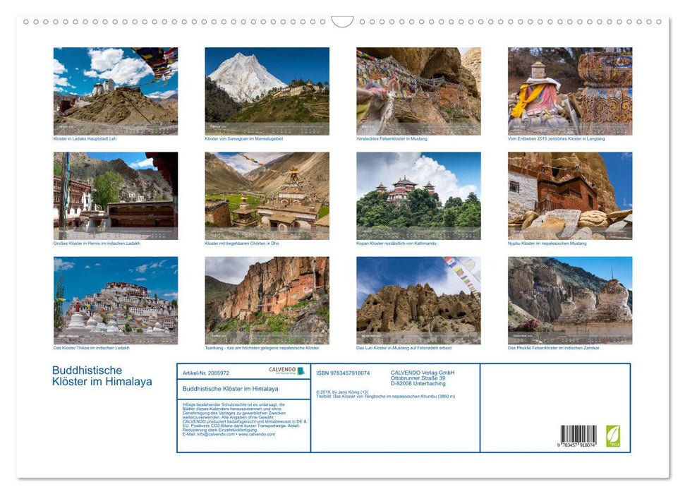 Buddhistische Klöster im Himalaya (CALVENDO Wandkalender 2026)