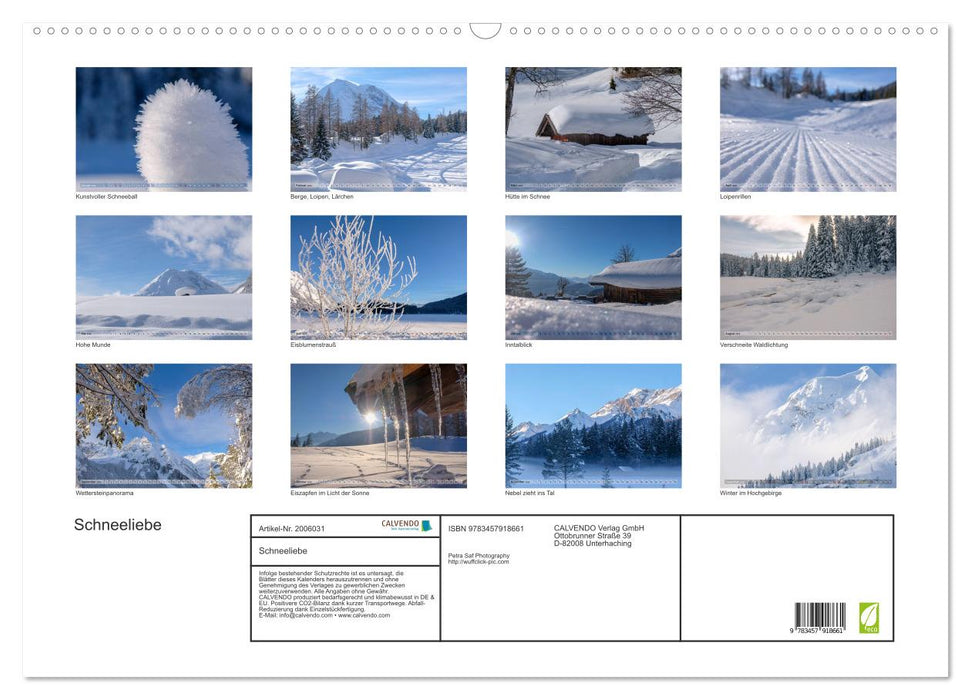Schneeliebe (CALVENDO Wandkalender 2026)