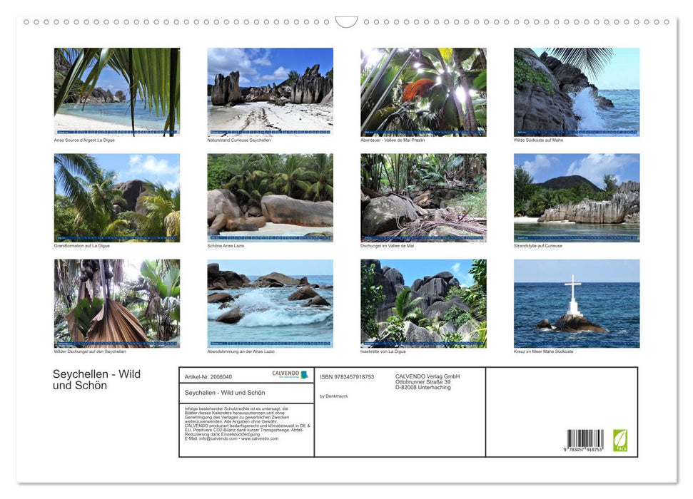 Seychellen - Wild und Schön (CALVENDO Wandkalender 2026)