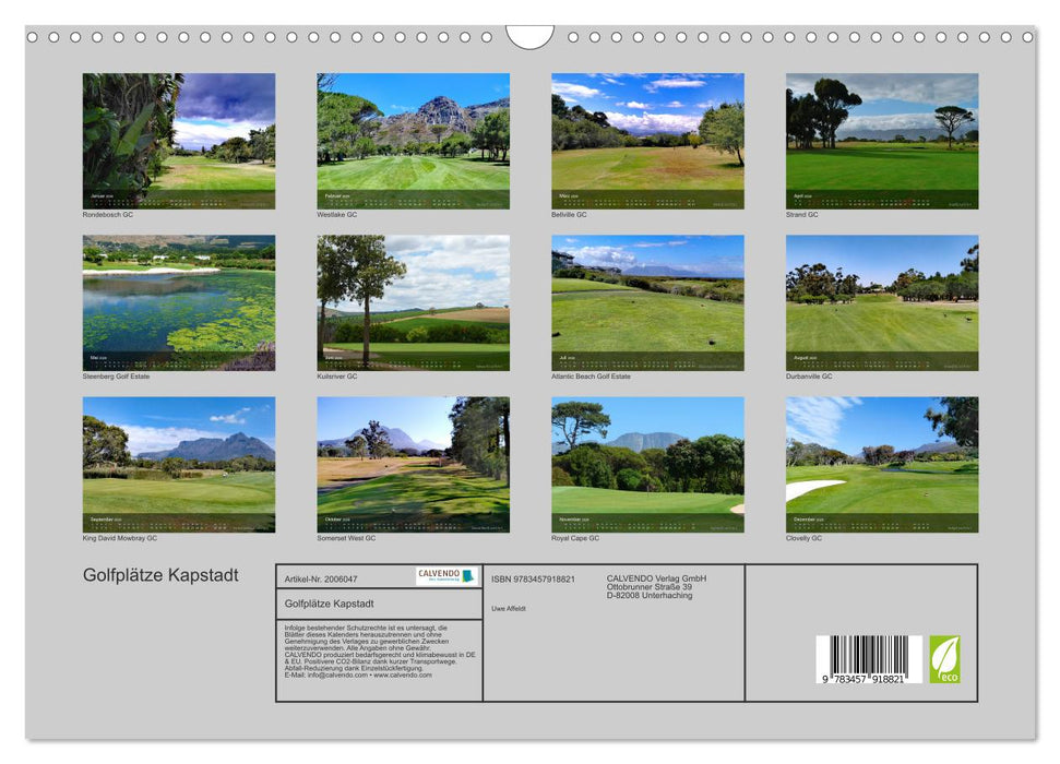 Golfplätze Kapstadt (CALVENDO Wandkalender 2026)