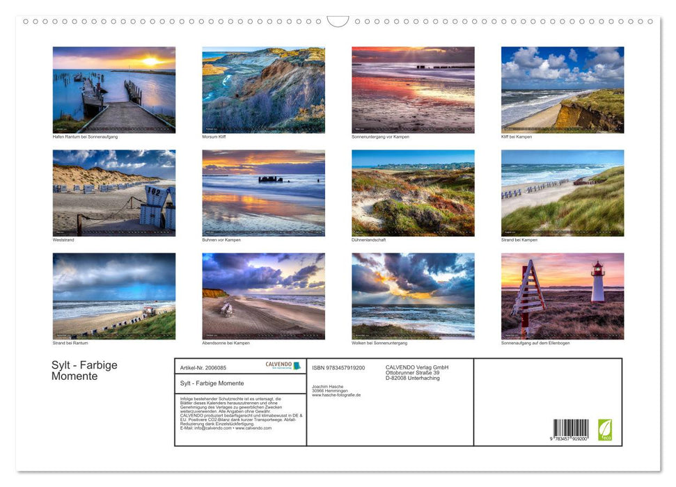 Sylt - Farbige Momente (CALVENDO Wandkalender 2026)