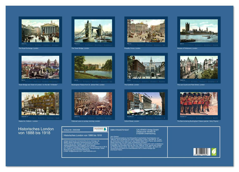Historisches London von 1888 bis 1918 (CALVENDO Wandkalender 2026)