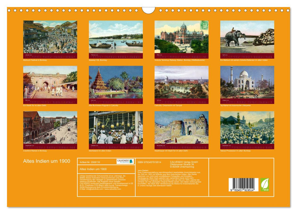 Altes Indien um 1900 (CALVENDO Wandkalender 2026)