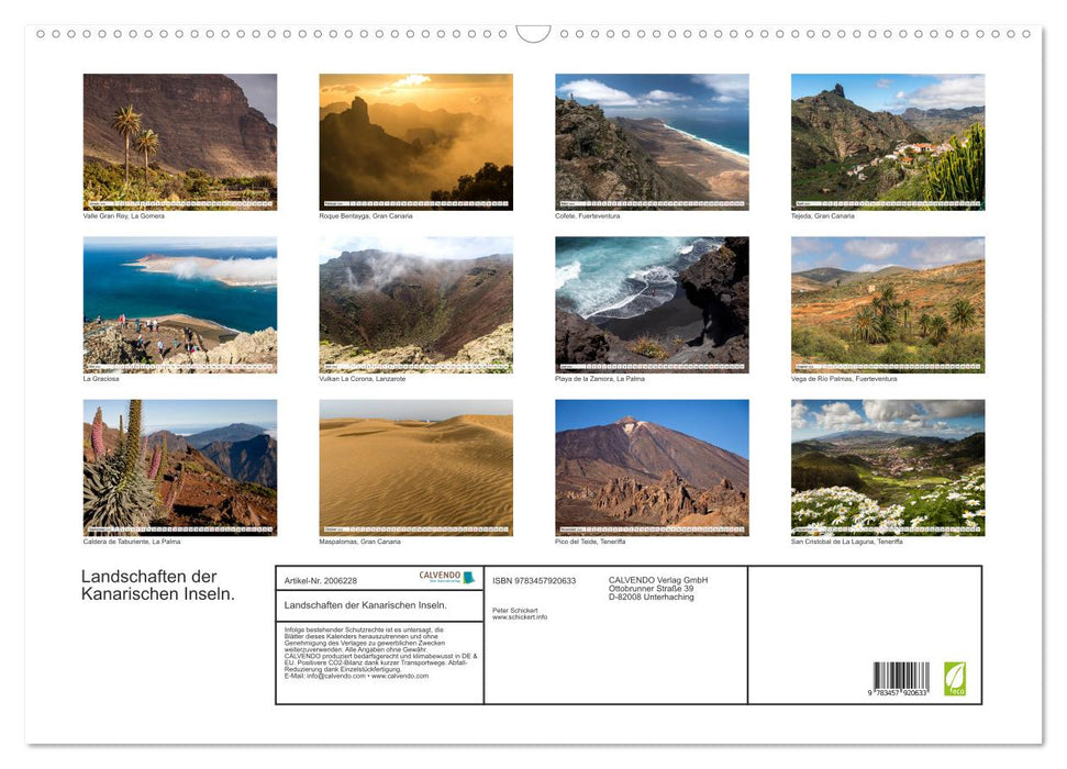 Landschaften der Kanarischen Inseln. (CALVENDO Wandkalender 2026)