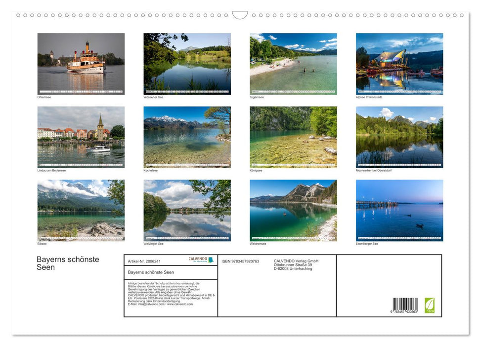 Bayerns schönste Seen (CALVENDO Wandkalender 2026)
