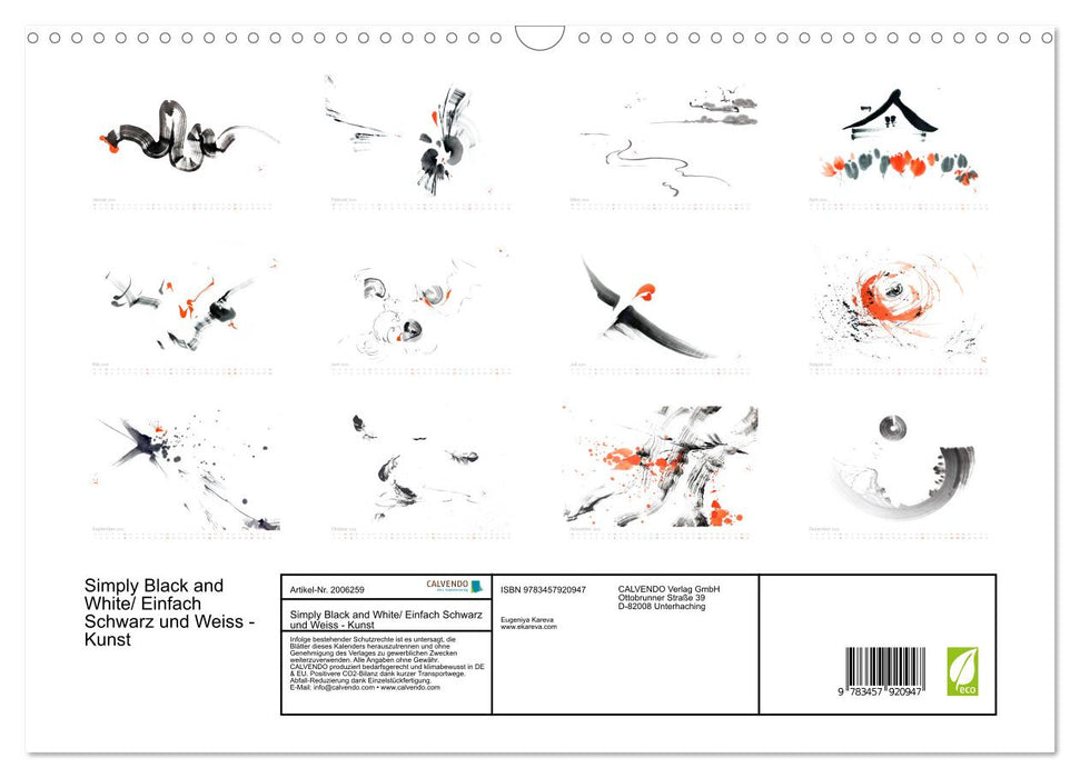 Simply Black and White/ Einfach Schwarz und Weiss - Kunst (CALVENDO Wandkalender 2026)
