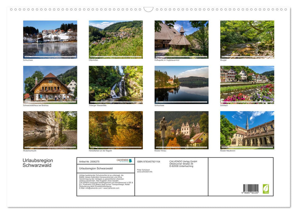 Urlaubsregion Schwarzwald (CALVENDO Wandkalender 2026)