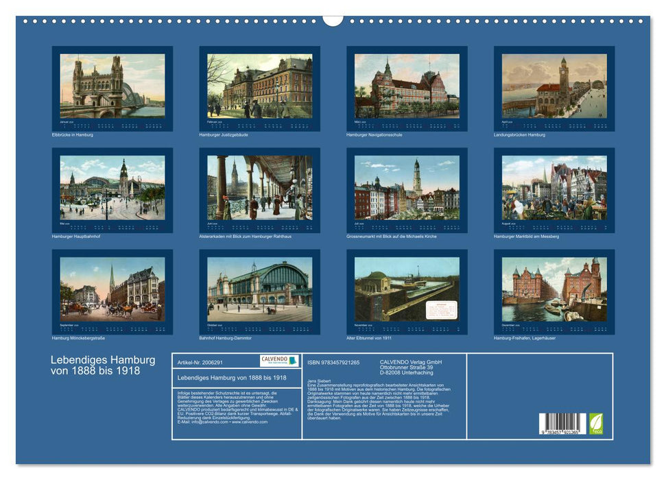 Lebendiges Hamburg von 1888 bis 1918 (CALVENDO Wandkalender 2026)