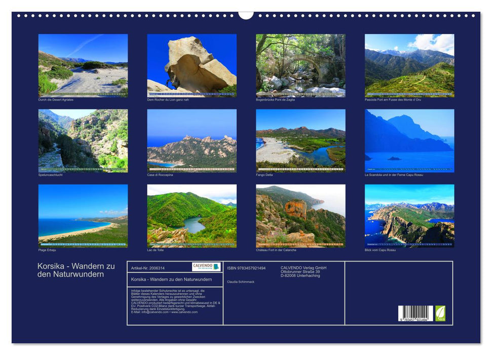 Korsika - Wandern zu den Naturwundern (CALVENDO Wandkalender 2026)