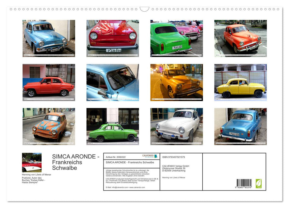 SIMCA ARONDE - Frankreichs Schwalbe (CALVENDO Wandkalender 2026)