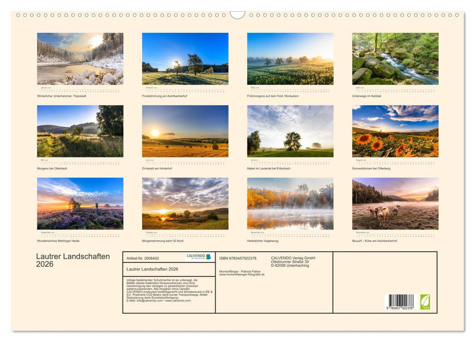 Lautrer Landschaften 2026 (CALVENDO Wandkalender 2026)