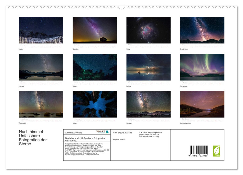 Nachthimmel - Unfassbare Fotografien der Sterne. (CALVENDO Wandkalender 2026)