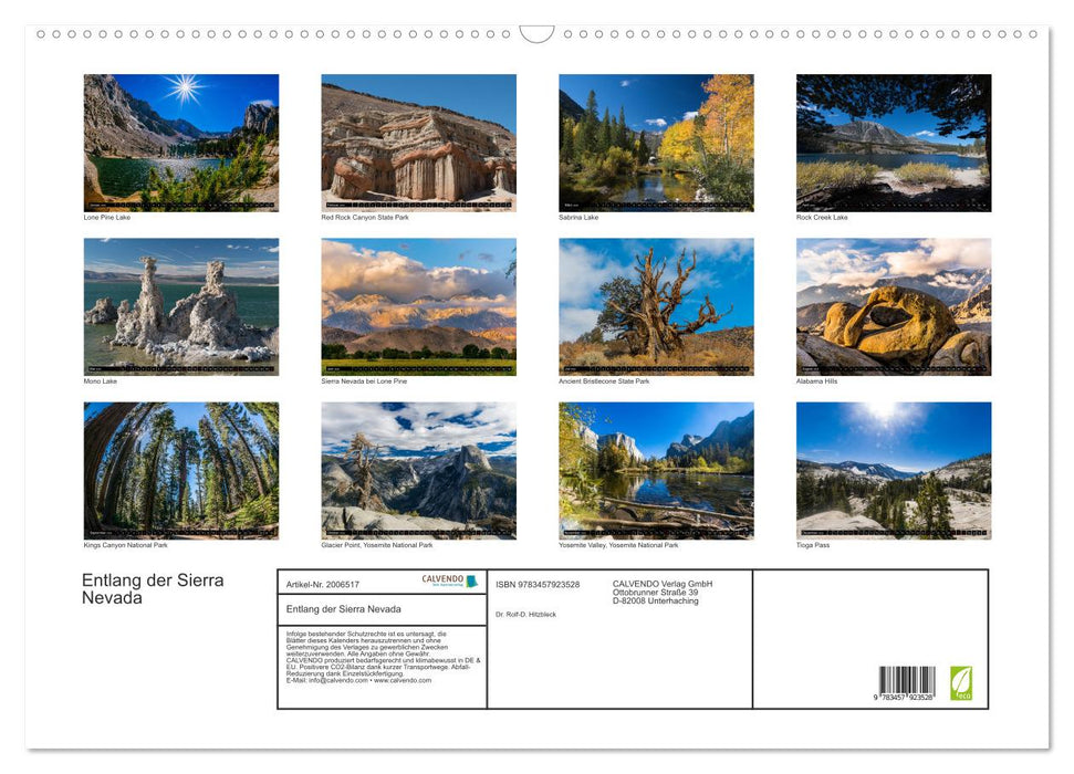 Entlang der Sierra Nevada (CALVENDO Wandkalender 2026)