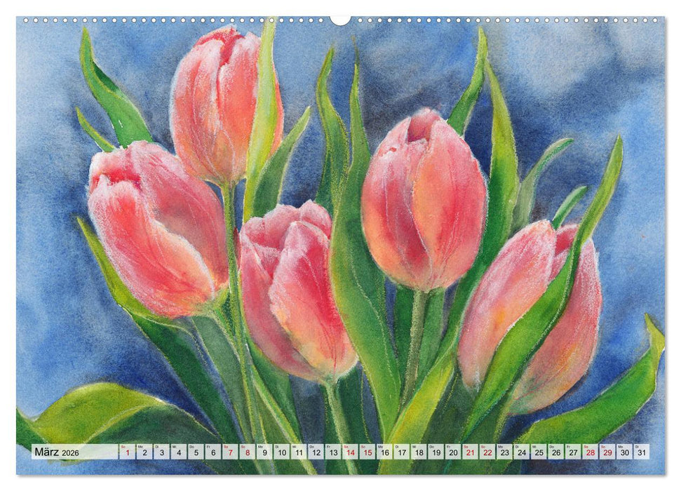 Blumenaquarelle aus der Nähe (CALVENDO Wandkalender 2026)