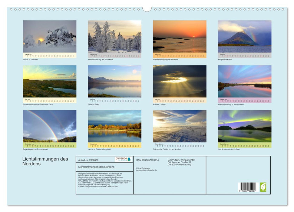 Lichtstimmungen des Nordens (CALVENDO Wandkalender 2026)