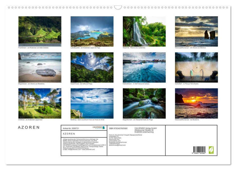 A Z O R E N (CALVENDO Wandkalender 2026)