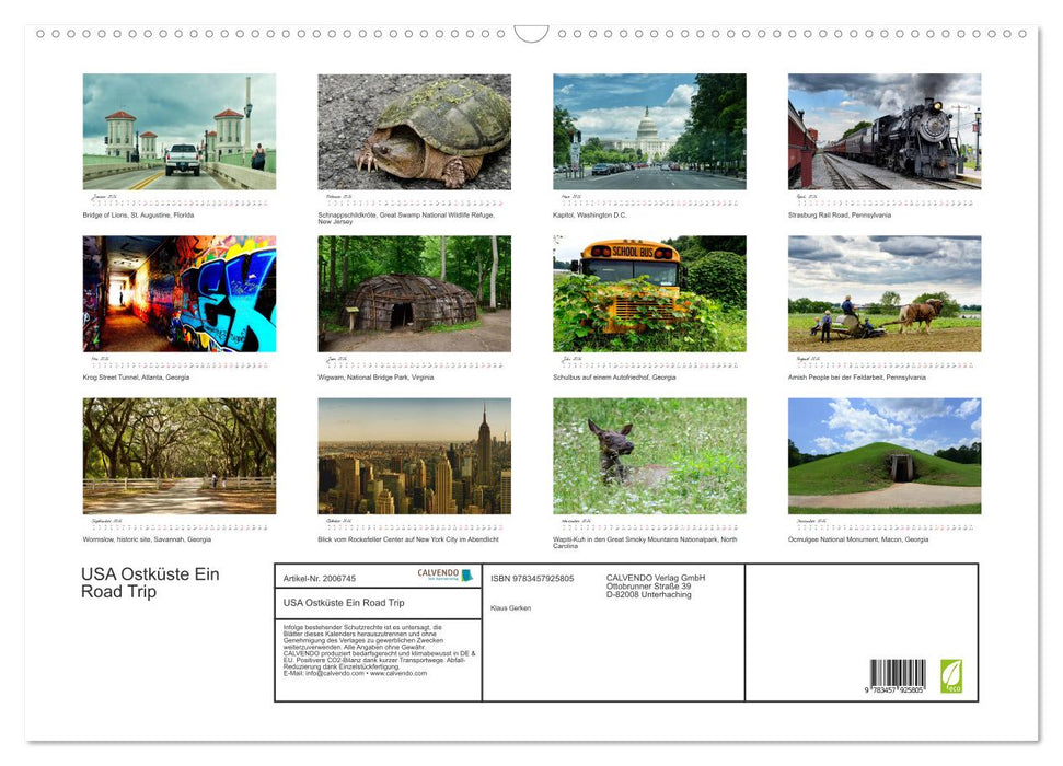 USA Ostküste Ein Road Trip (CALVENDO Wandkalender 2026)