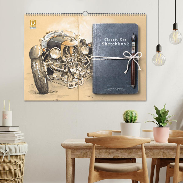 Classic Car Sketchbook (CALVENDO Wandkalender 2026)