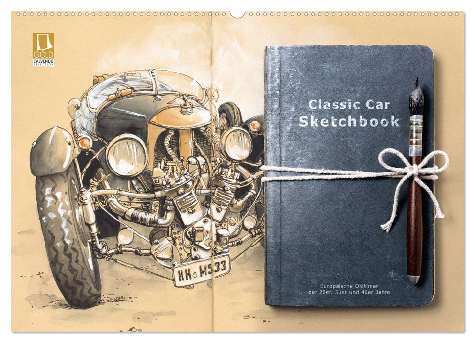 Classic Car Sketchbook (CALVENDO Wandkalender 2026)